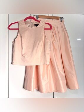 White House Black Market Light Pink Matching Top and Midi Skirt Set!